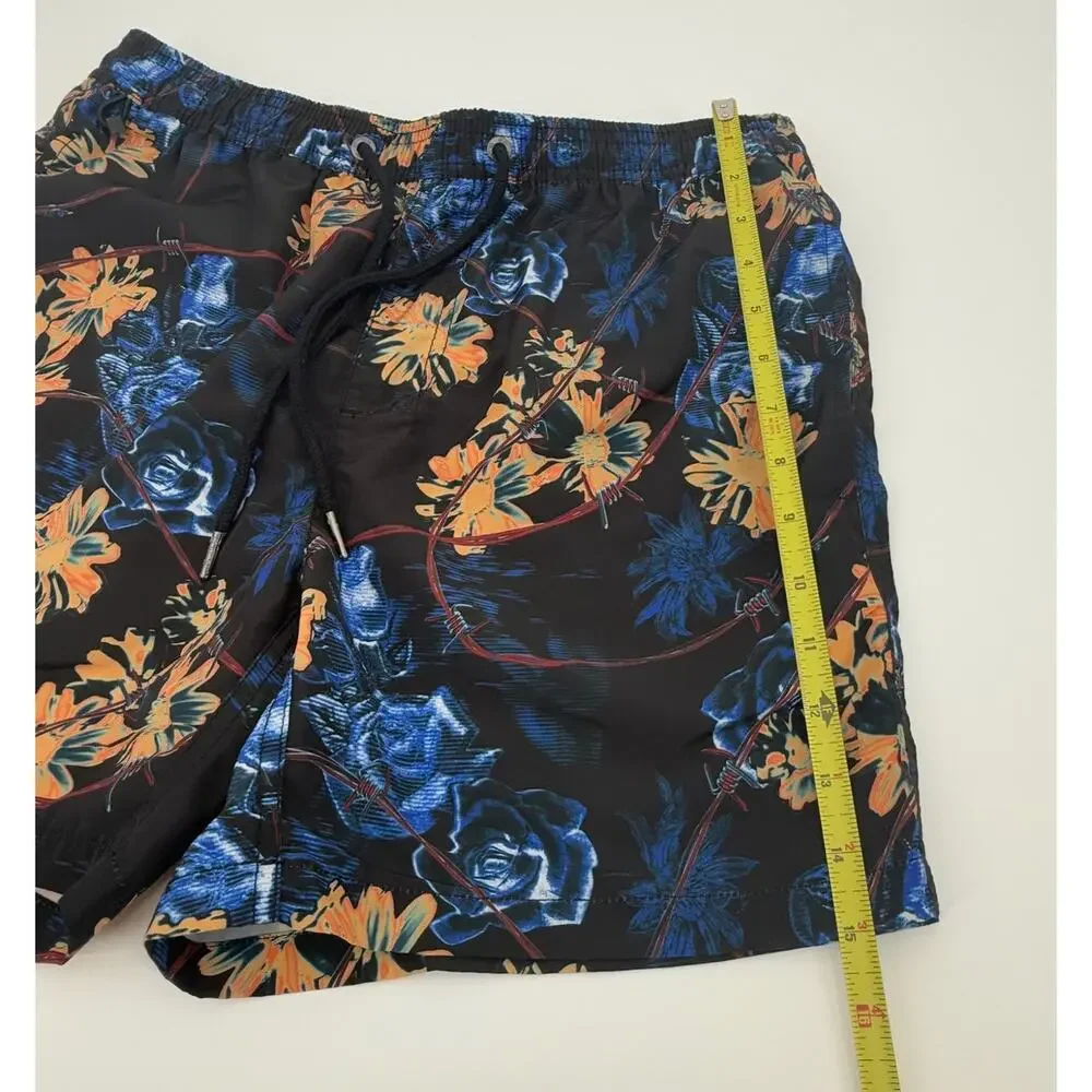 Ksubi Black Hyperflower Floral Drawstring Boardshort Swim Trunks Size S